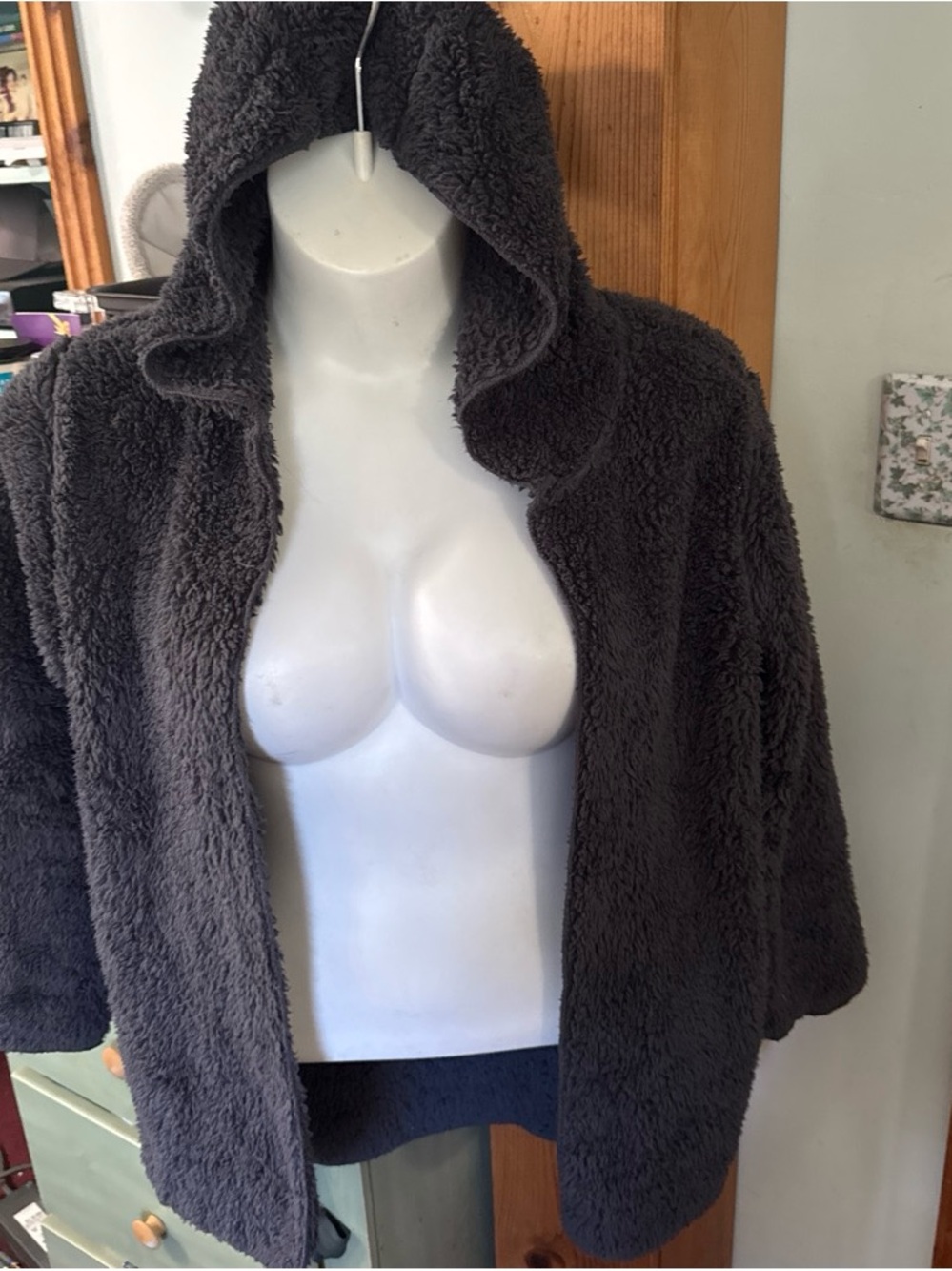 PINK Victoria's Secret Hooded Teddy Jacket - Charcoal